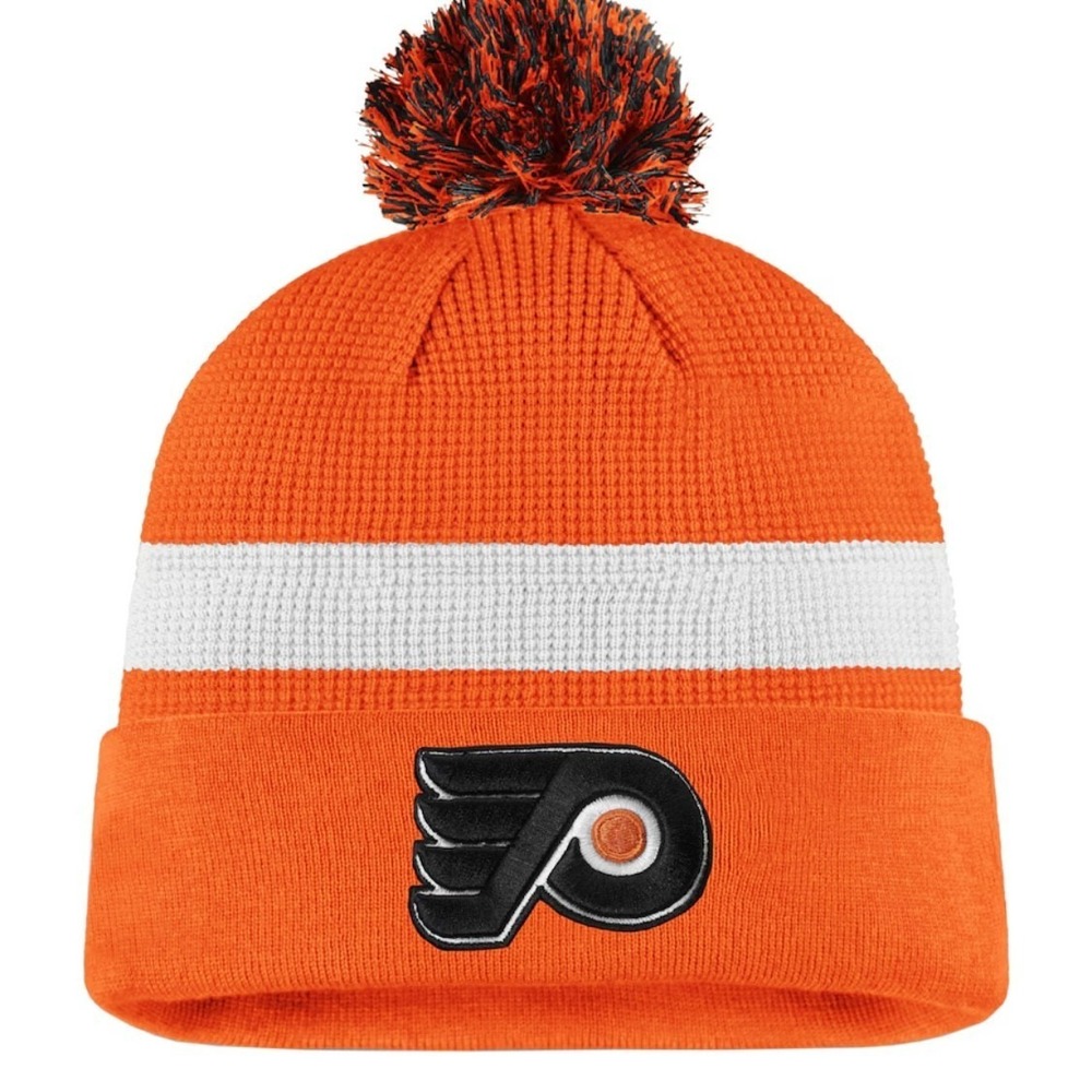 Philadelphia Flyers Pom Knit Hat‎ Fanatics Cuffed Orange White NHL Draft 2020